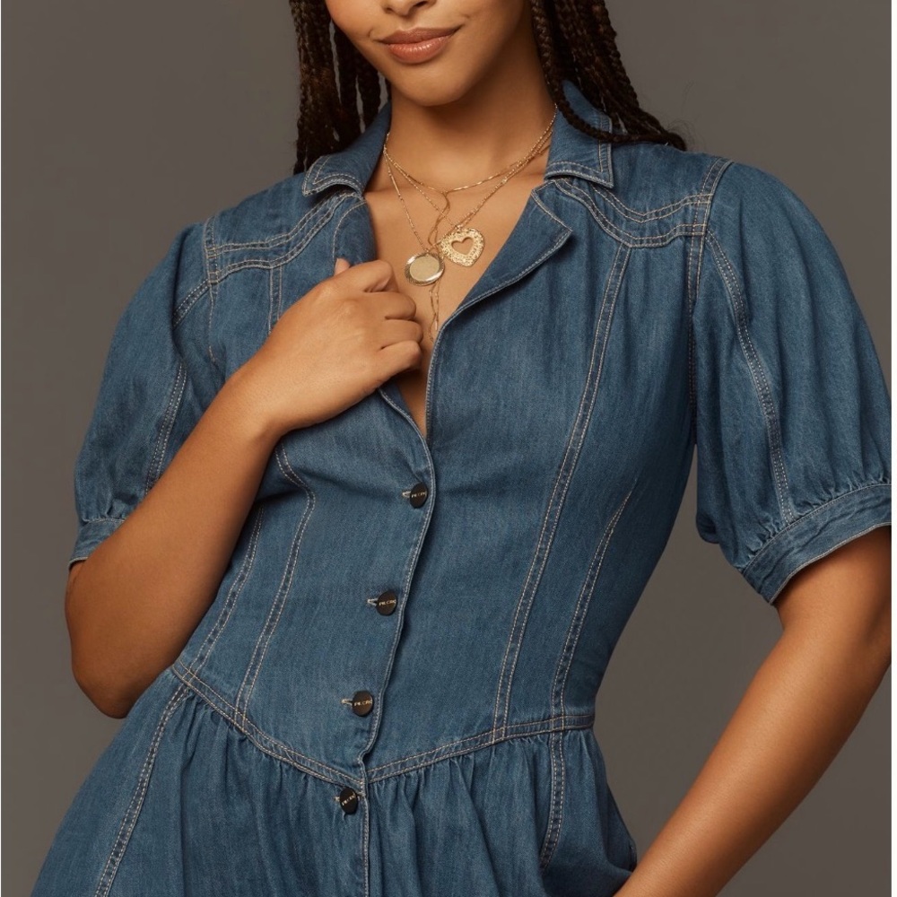 Anthropologie Pilcro Short Sleeve Denim Midi
Shirt Dress - Picture 2 of 7